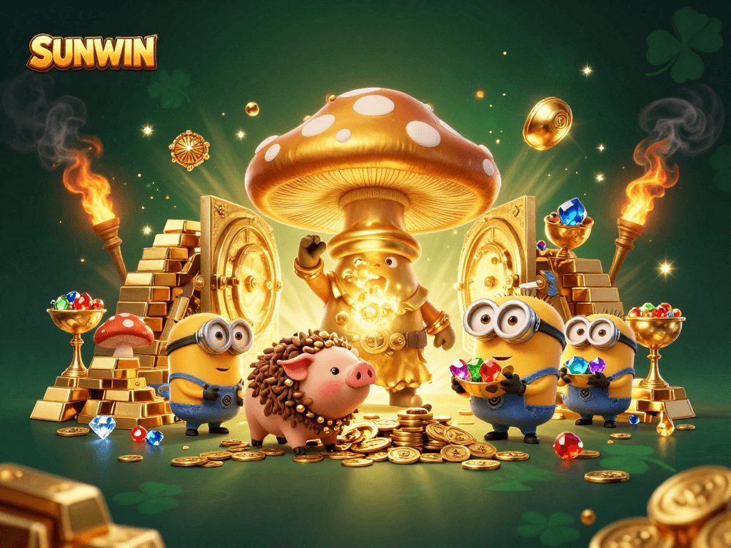 SUNWIN brings excitement to life with a golden wizard and treasure-filled environment.