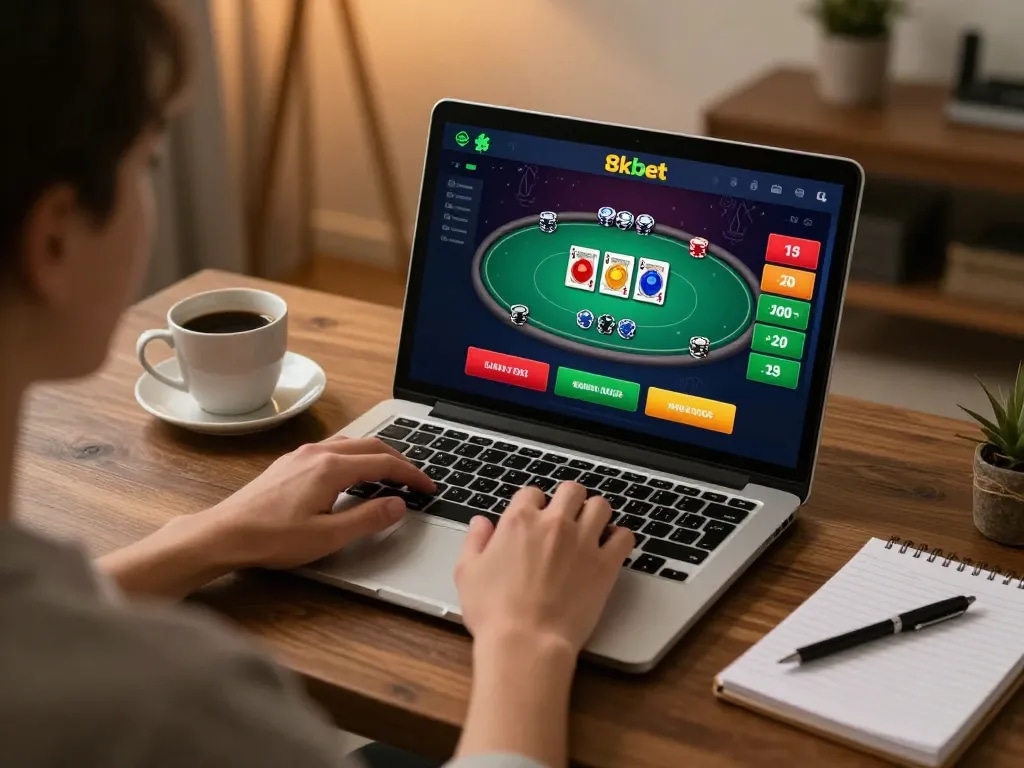 Engaging online gaming experience on 8kbet platform with a player immersed in strategy.