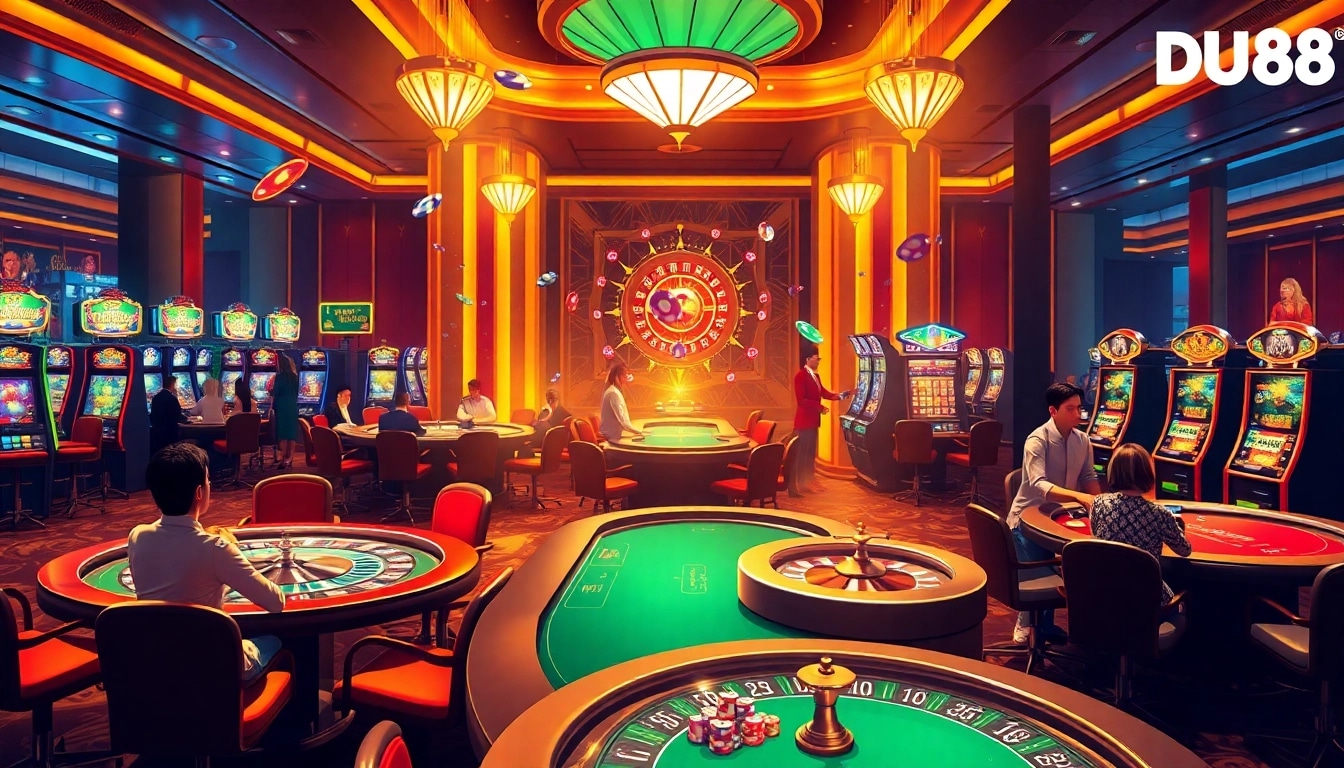 Engage in a thrilling game at DU 88's vibrant casino environment, showcasing excitement and luxury.
