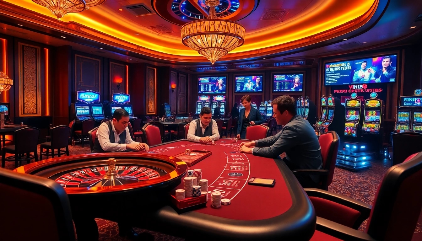 Exciting gambling scene at the website vin88 showcasing high-stakes poker action.