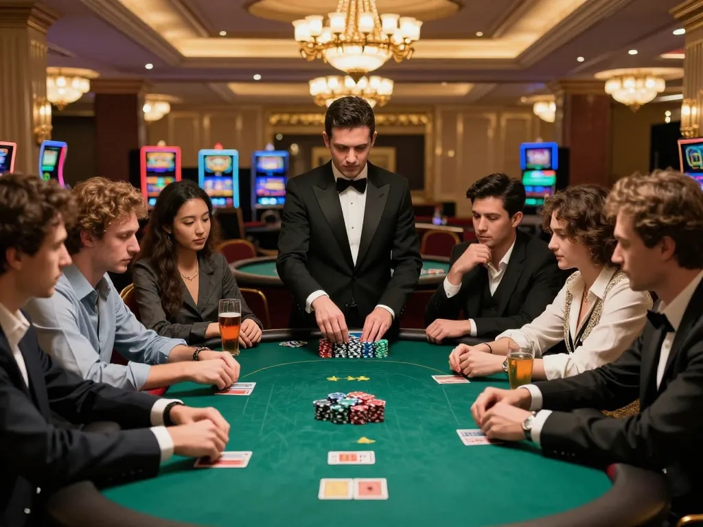 Players at SC88 casino intensely engaging in a live poker game with high stakes and exciting atmosphere.