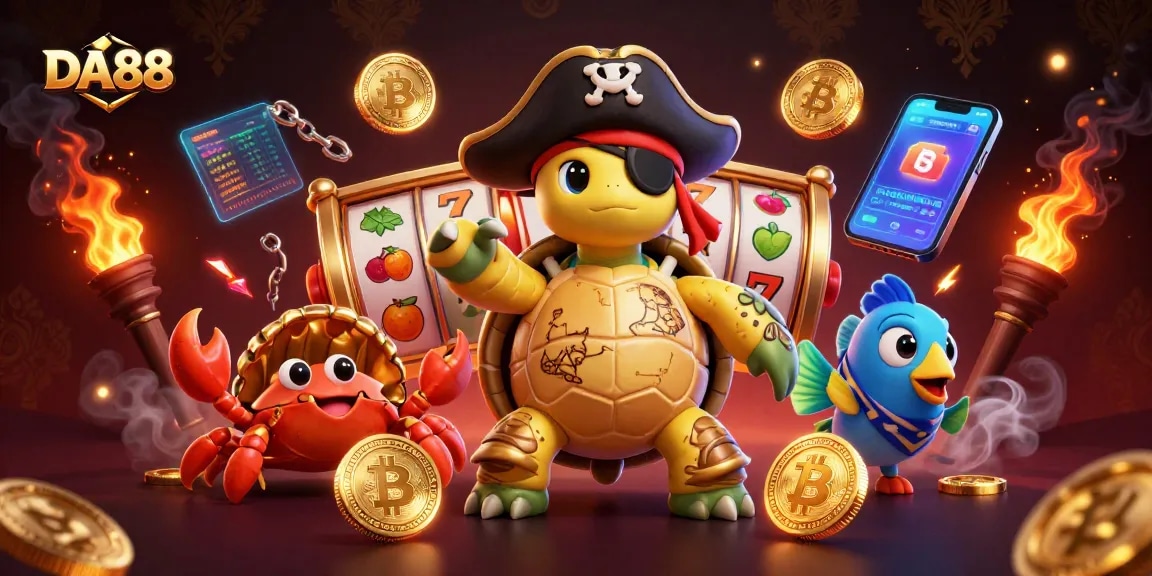 Experience winning with DA88's intricate pirate-themed casino adventure featuring vibrant slot game elements.