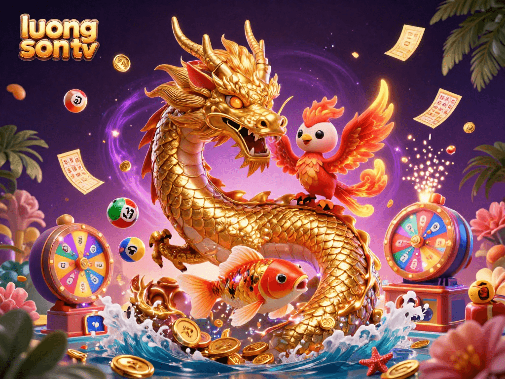 Enjoy a thrilling gaming experience with luong son tv as golden dragon and phoenix soar amidst vibrant lottery elements.