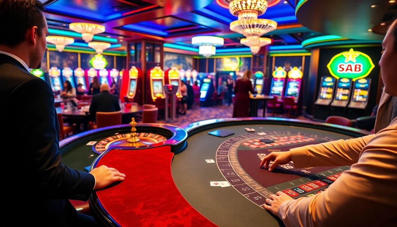 Experience excitement at may 88's blackjack table with cards and vibrant casino lights.