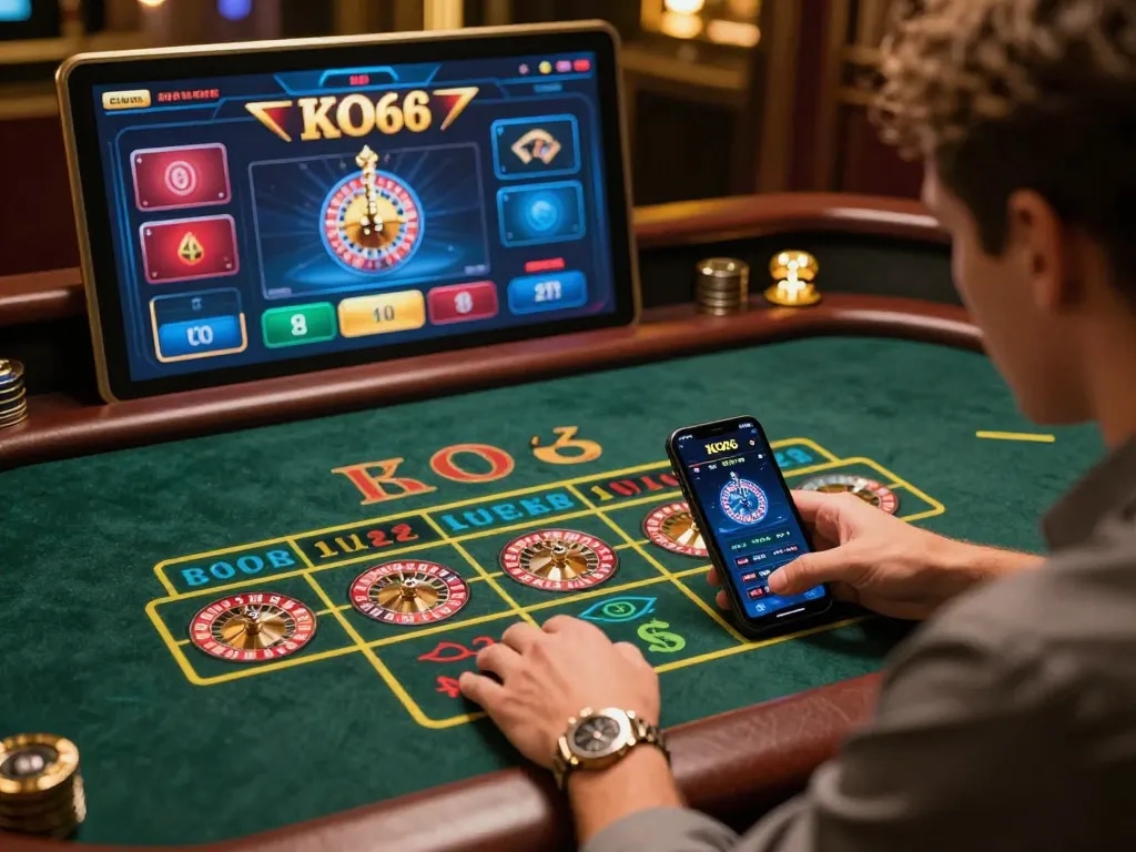 Trải nghiệm trò chơi roulette hấp dẫn trên ứng dụng di động KO66 với những khoảnh khắc cá cược đầy năng động.