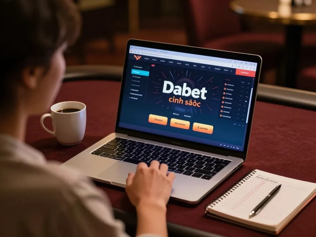 Dabet chính thức online interface showcased in a relaxed home gaming setup with strategic notes and cozy atmosphere