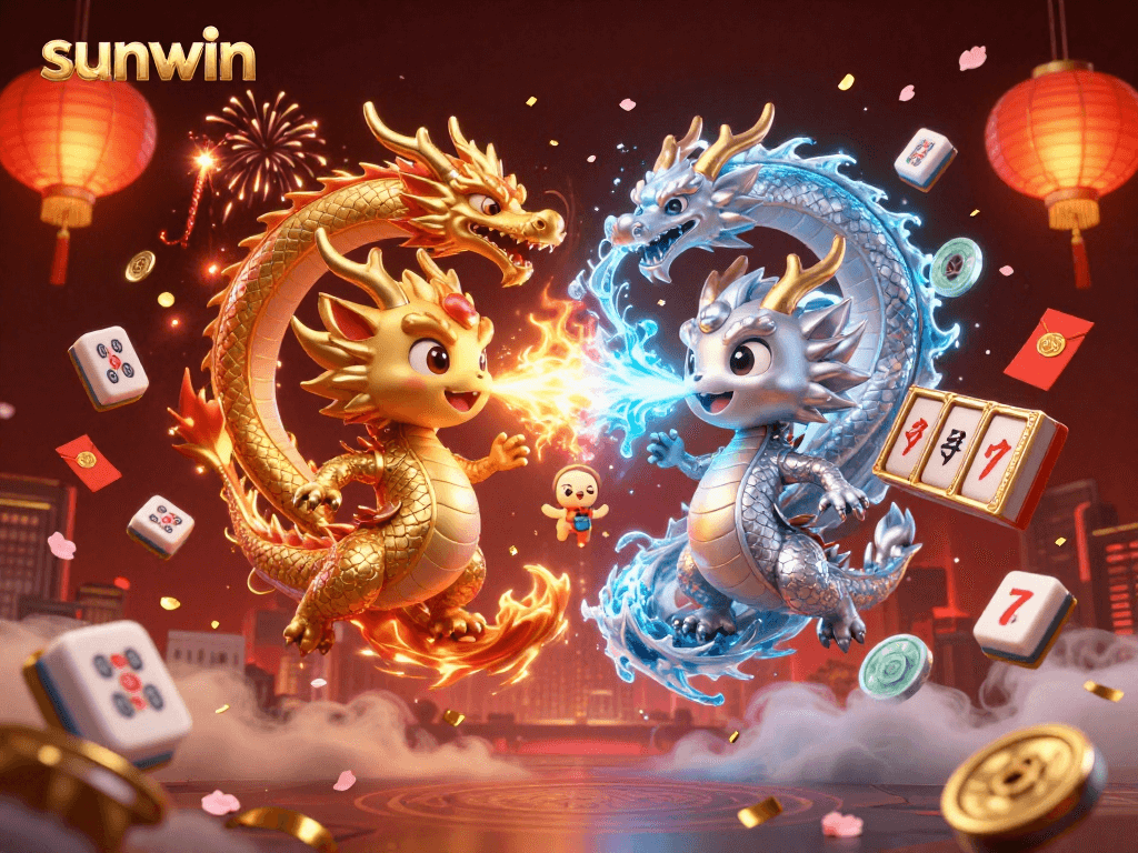 Bet on winning strategies with sunwin's vibrant 3D casino illustration featuring majestic dragons.