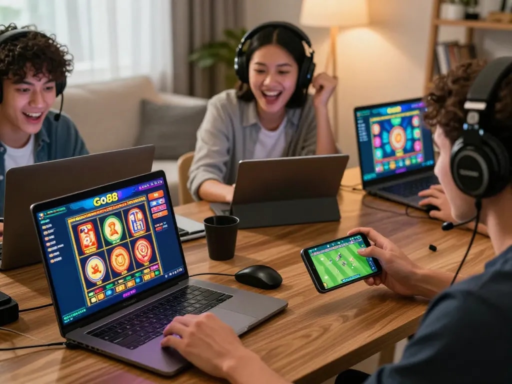 Exciting Go 88 online gaming environment showcasing players engaged in diverse gaming experiences with warm cozy atmosphere.