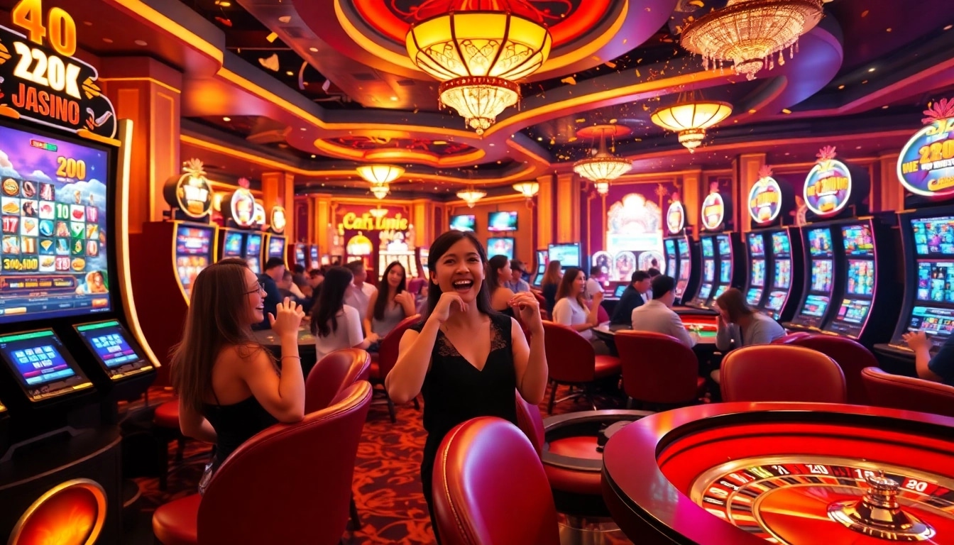 Engaging scene of players winning on Lucky88qq online gambling interface with vibrant slot machines.