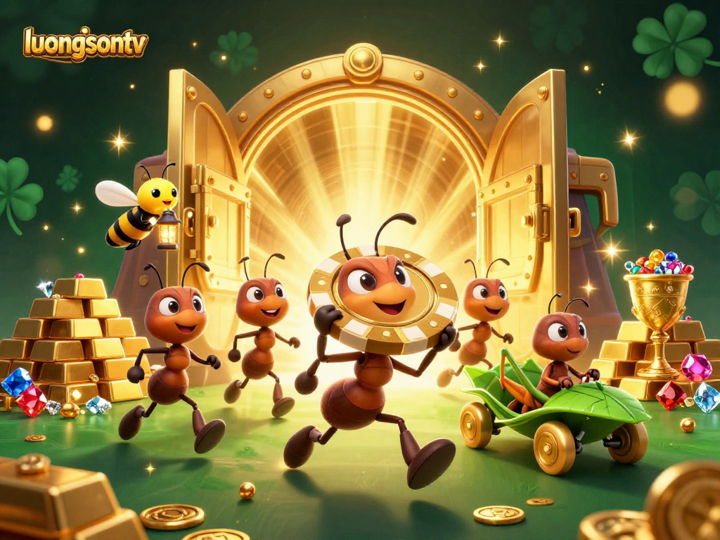 Experience thrilling action with luongsontv's animated gambling heist featuring vibrant characters and gold treasures.