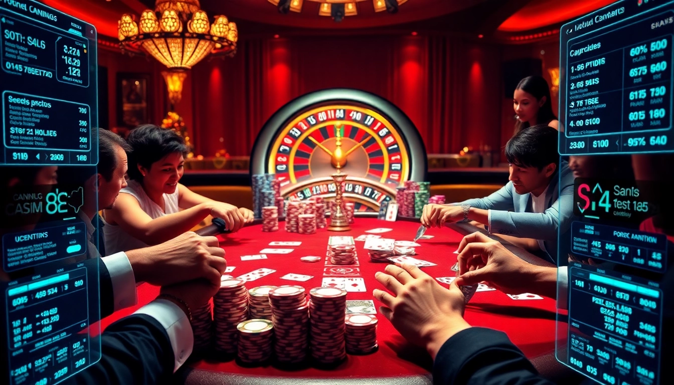 Players engaged in an intense game at the casino with vibrant imagery showcasing s8s poker and roulette.