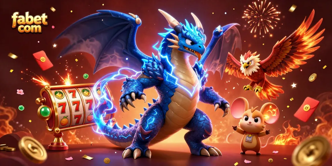 Experience thrilling gaming at fabet com with vibrant slot reels and dynamic casino characters.