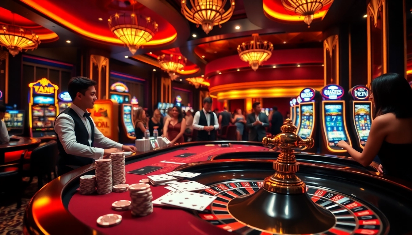 Gambling excitement at GOD55 casino featuring poker chips and vibrant roulette wheel.
