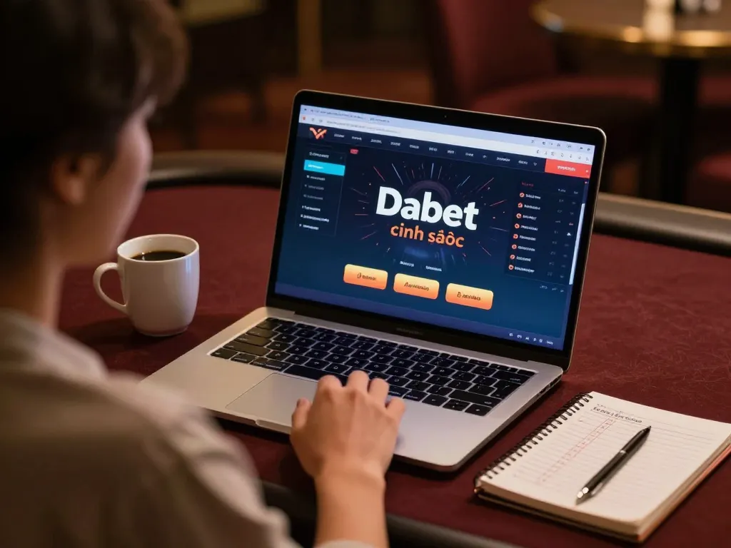 Dabet chính thức online interface showcased in a relaxed home gaming setup with strategic notes and cozy atmosphere