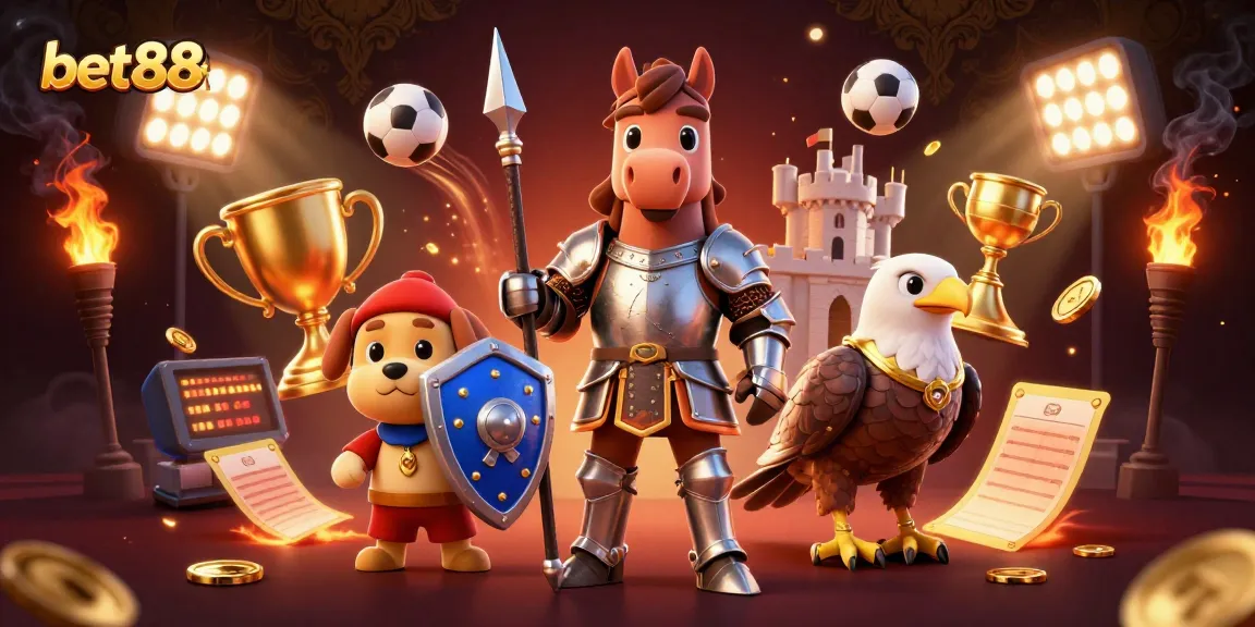 Experience winning strategies with bet88 in a vibrant 3D casino illustration featuring exciting sports elements.