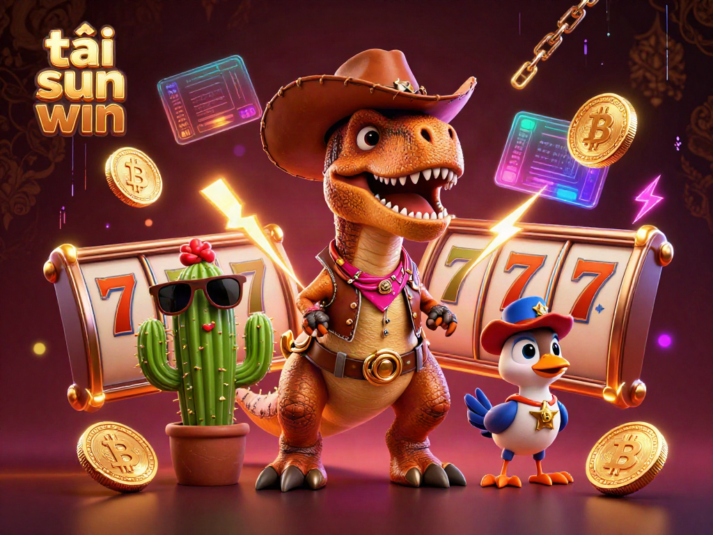 Engage in thrilling gameplay with tải sun win, featuring a vibrant 3D scene of casino elements and characters.