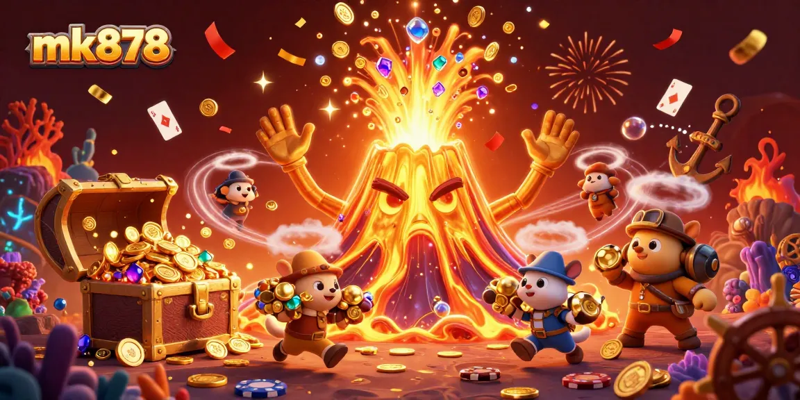Experience the thrill of winning with mk878 in this vibrant casino-themed 3D illustration, featuring dynamic elements.