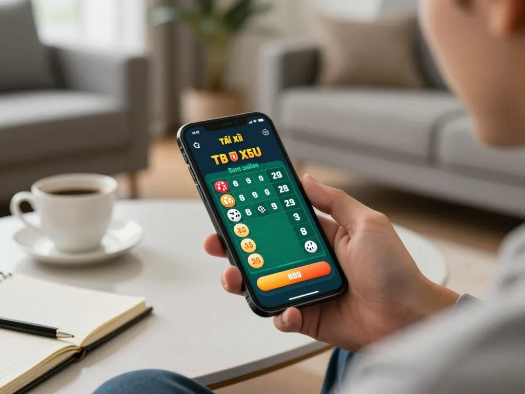 Engage with the app tài xỉu online in a cozy home setting, showcasing responsible gaming