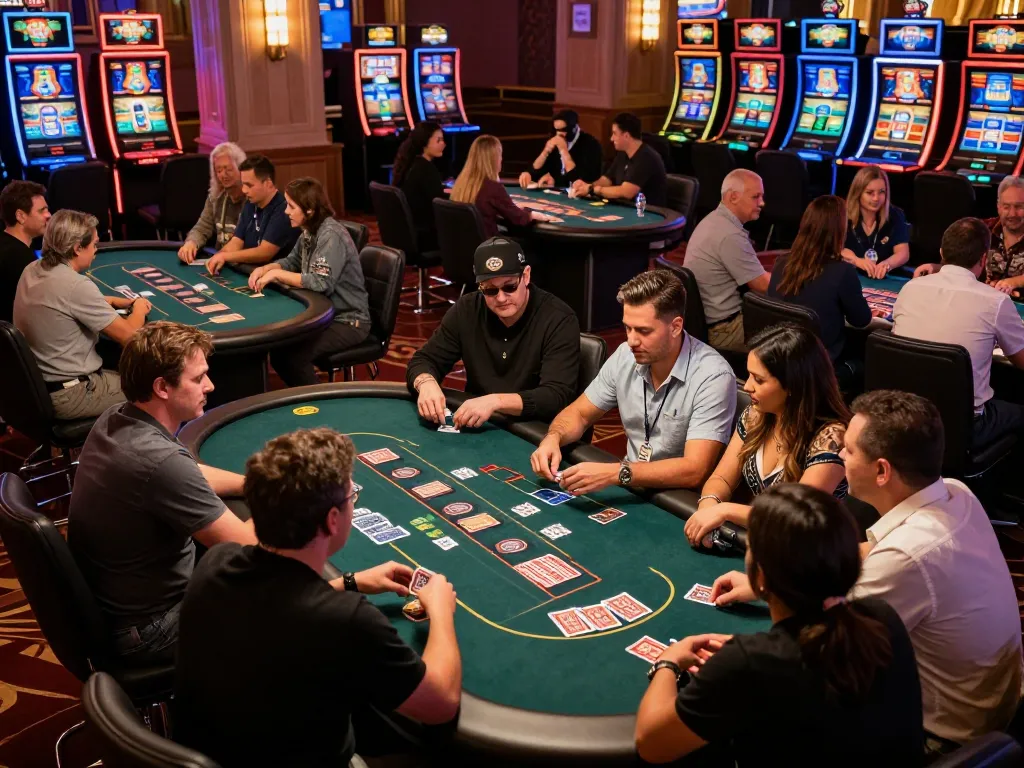Players enjoying games at a lively casino, experiencing the excitement of gambling at https://lc88.bio/.