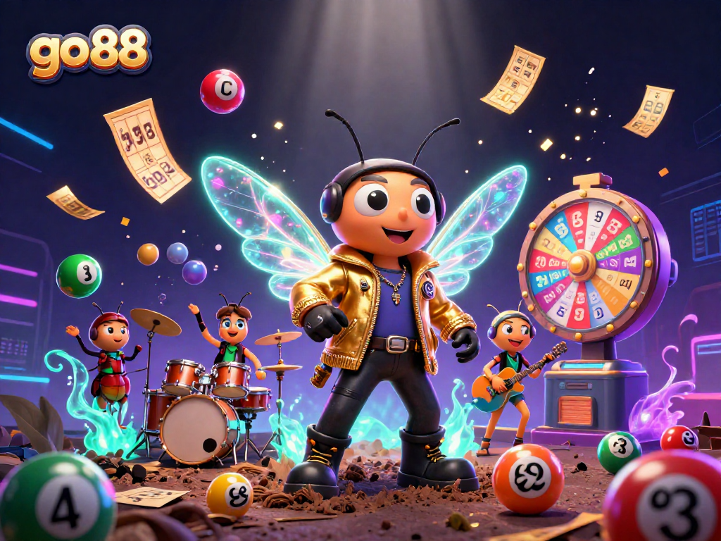 Experience the excitement of go 88 with a vibrant casino-themed 3D illustration full of action!