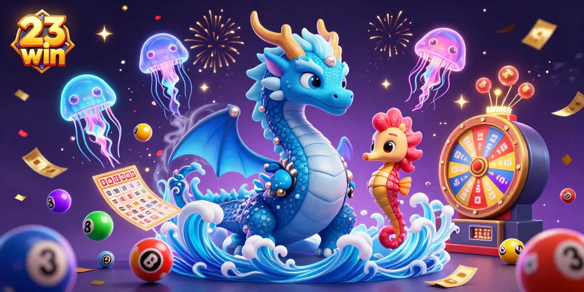Experience thrilling gaming action with 23 win, featuring an azure dragon and more.