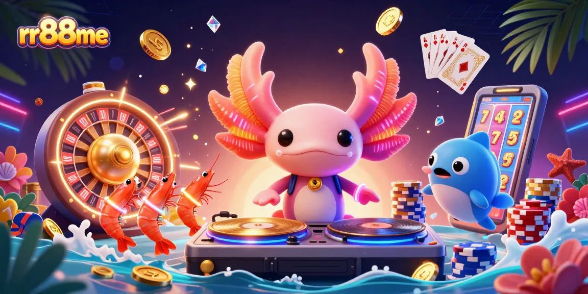 Experience thrilling gameplay with rr88me's dynamic casino action featuring neon axolotl DJ.