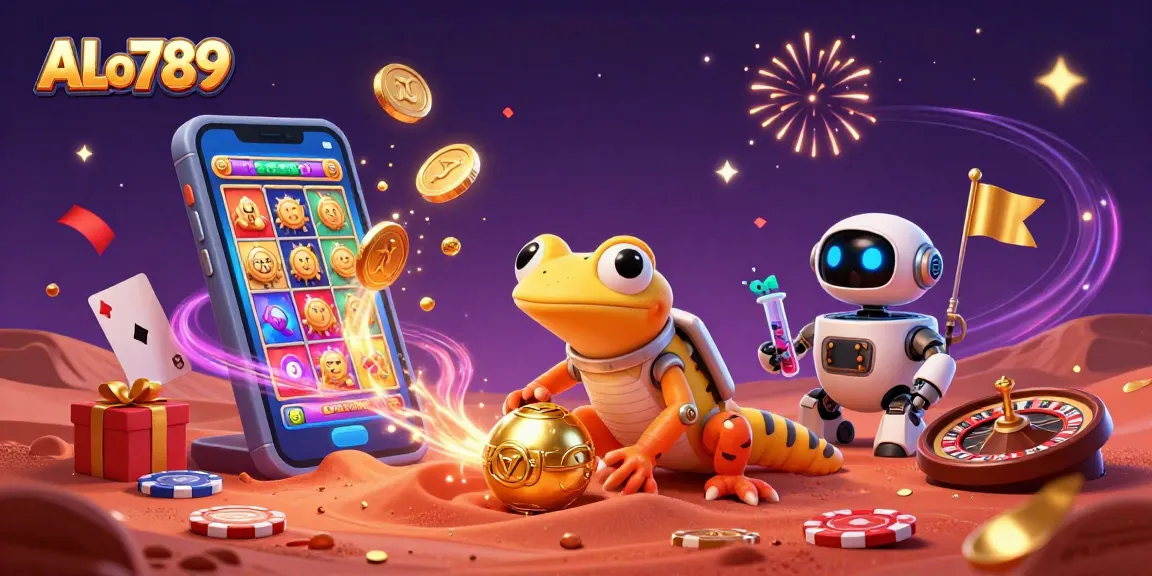 Experience thrilling gaming action with ALo789 in an exhilarating 3D casino scene.